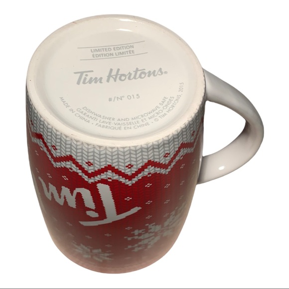 Tim Hortons Ltd 2015 Winter Sweater Snowflake Motif Holiday Mug Cup No. 015 - Picture 6 of 7